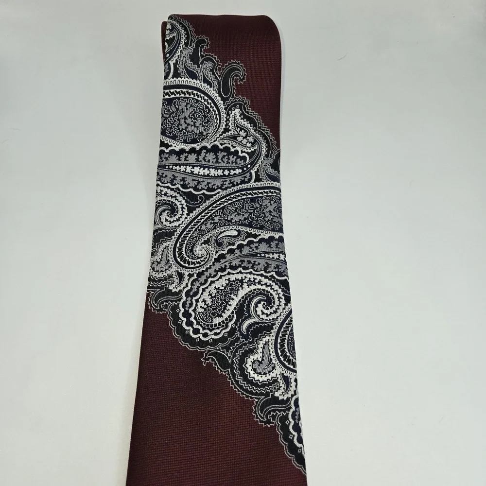 Vtg‎ 70s Mr John Beau Brummell Paisley Tie Shillito's Men's Shop Burgundy 4x57